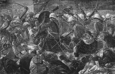 ババワリの戦い：村を開拓するハイランダーズ、c1880