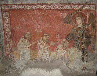 大天使聖ミカエルに祝福された巡礼者ベルナルドとその従者たち（約950年）。