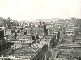 1895年、サンフランシスコのクロニクルビルの塔から鳥瞰図。