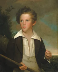 釣り竿を持つ少年、カリフォルニア州。 1840年。