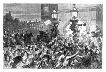 下院の入り口でのパンの暴動、ウェストミンスター、ロンドン、1815年c1895