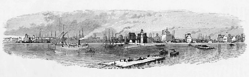 1883年の防波堤からのバッファローハーバー