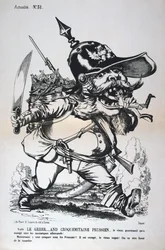 プロイセンのヴィルヘルム1世の風刺画、日仏戦争、1870年から1871年。