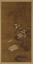 猫、鳥、花、15世紀。