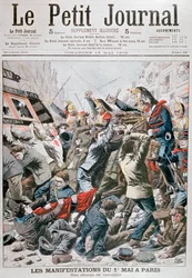 1906年5月1日パリでのデモ中の騎兵隊の突撃