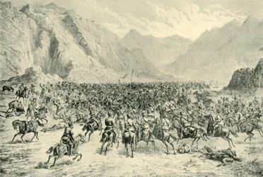 1880年4月24日、1901年、チャラシア付近の2番目の行動におけるパンジャブ騎兵隊の突撃。