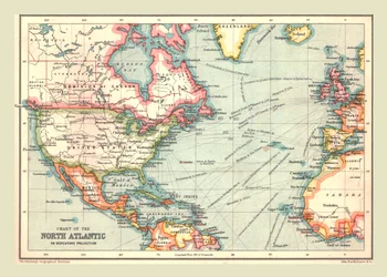 北大西洋の海図、1902年。