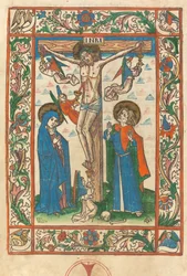天使と共に十字架につけられたキリスト、1483年。