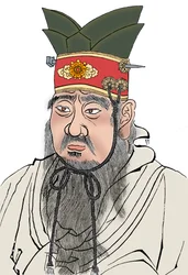 孔子551-479紀元前、中国の哲学者。儒教の寺院で大理石のスラブをこすることから