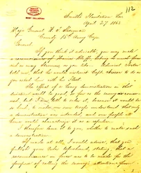 1863年4月27日、ルイジアナ州スミス・プランテーションのU.S.グラントからW.T.シャーマン将軍への手紙の現代版コピー