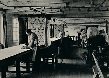 マートン修道院の作品、c1884での綿の印刷。