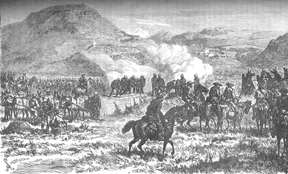 ラインズネクの戦い、c1880後の第58連隊の後退をカバー