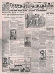 Crippens Life at Sea、1910年7月31日、世界のニュースのフロントページ。