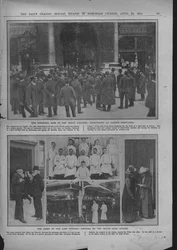 1912年4月20日、ロンドンロイズ外の群衆、シェフ、およびホワイトスターオフィス
