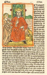 左に聖母が立っている玉座に戴冠した男、c。 1479年。