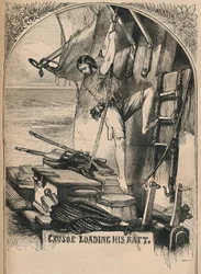 彼のいかだ、c1870をロードするクルーソー