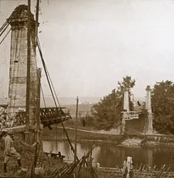 破損した橋、ドーマン、フランス北部、c1914-c1918