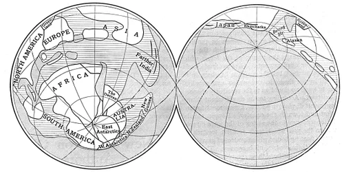 石炭紀、1922年の地球の図