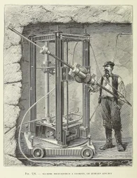 パブのジョルジュ・レショーが設計したダイヤモンド掘削機。 1883 年の彫刻、1883 年。