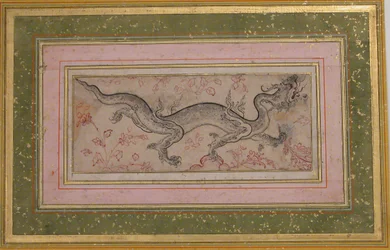 風景の中のドラゴン、16世紀。