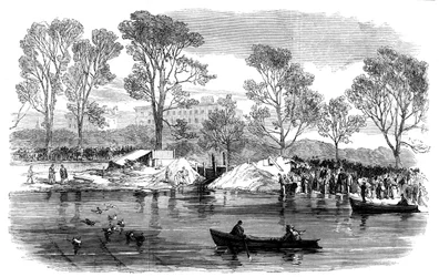 サーペンタイン川の水抜き、ハイドパーク、ロンドン、1869