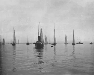 アメリカ合衆国、ニューヨーク湾の早朝、c1900。