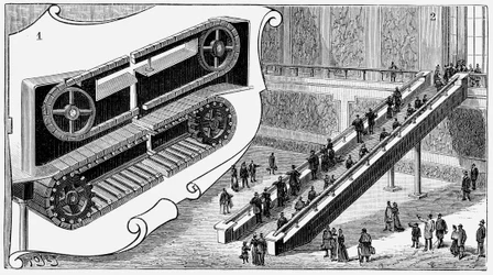 1893年ニューヨークのペンシルベニア鉄道会社のコートランドストリート駅にあるエスカレーター