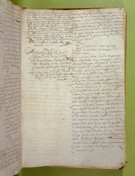 1673年4月、ブランヴィリエ侯爵夫人に死刑を宣告し、焼却したコンシェルジュリーの記録からの抜粋（紙にペン・インク