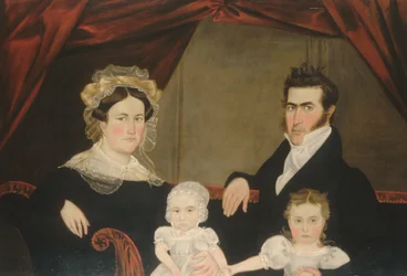 ソファの家族グループ4人1830年代。