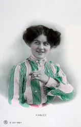 婚約者、ヴィンテージのフランスのポストカード、c1900