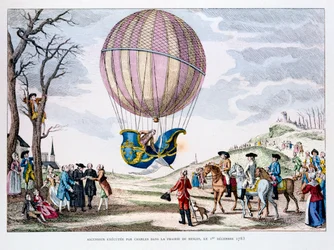 1783年12月1日、水素バルーンでの最初の有人飛行、フランス