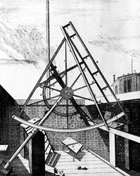 望遠鏡が取り付けられた赤道に取り付けられた六分儀、1725年