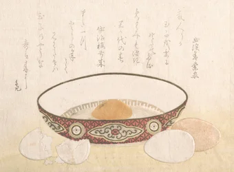 1813年と思われる卵の入った平らなボウル。