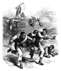 フォートピロー、テネシー州、南北戦争、1864年c1880からの黒の北軍兵士の飛行