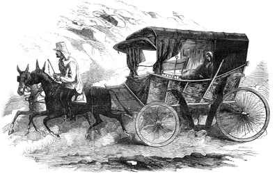 1856年、クリミア半島の馬車に乗るフローレンスナイチンゲール