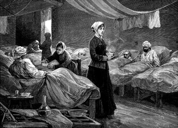 Scutari、c1880のバラック病院のフローレンスナイチンゲール