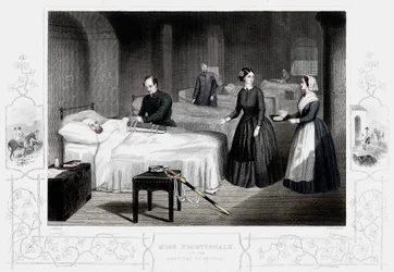 Scutari、c1860の病院でフィレンツェナイチンゲール