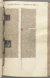 フォル。 194r、ジュディス、歴史的イニシャルA、ジュディスがホロフェルネスを斬首、c。 1275-1300。