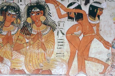 ネバムンの墓からの壁画の断片、テーベ、エジプト、第 18 王朝、紀元前 1350 年頃