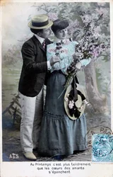 フランスのロマンチックなポストカード、c1900