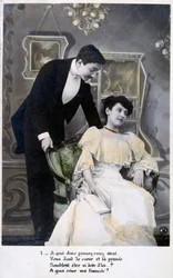 フランスのロマンチックなポストカード、c1900