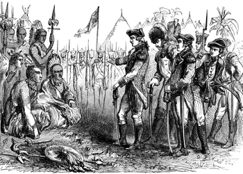 1777年のc1880でインディアンを演説するバーゴイン将軍