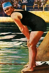 ドイツの水泳選手、ヒルデシュレーダー、1928年。