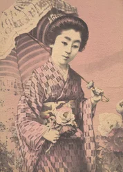 日傘をさす少女、カリフォルニア州。 1900年