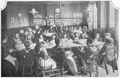 針仕事の女の子、ハリウィックスクールフォーガールズ、メリルボーンロード、ロンドン、c1903 1903