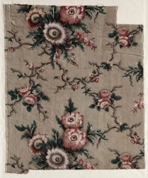 艶をかけられた更紗の破片、c。 1840。