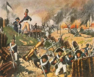 1807年、1936年、コルベルクの城壁にあるグナイゼナウとネッテルベック。
