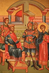 ローマの総督と殉教者を描いたギリシャ正教のイコン Thessalonique Grece