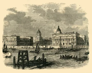 グリニッジ病院、川から、c1878。