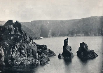 ガーンジー島-ムーランヒュート湾、犬とライオンの岩、1895年